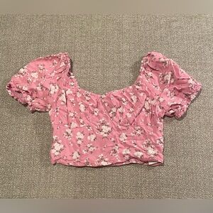 Hollister Pink Floral Crop Top